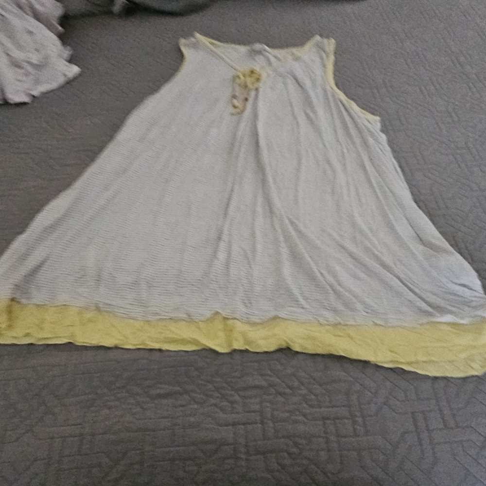 Women's Summer Soft Pj Set. Tank And Shorts. Stretchy. Yellow White And Grey  2x